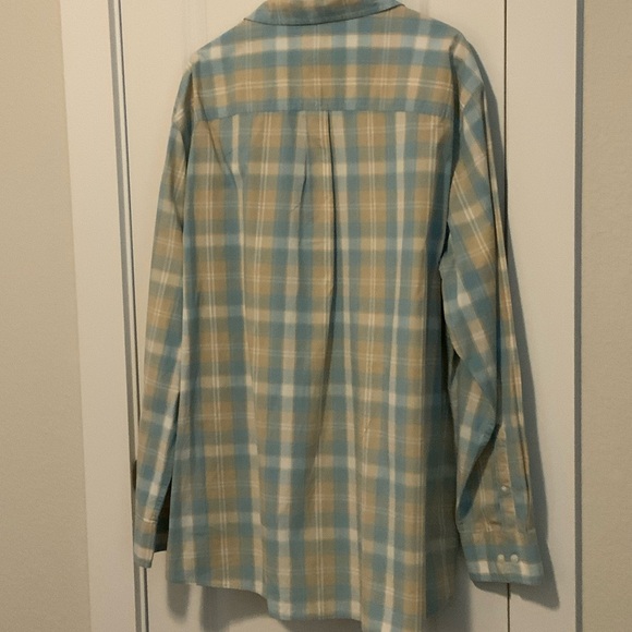 Men's Plaid Long Sleeve Dress Shirt - Light Blue and Tan - Picture 2 of 5